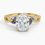 Luxe Willow Sapphire and Diamond Ring (1/8 ct. tw.) Yellow Gold 18k Oval Engagement Ring