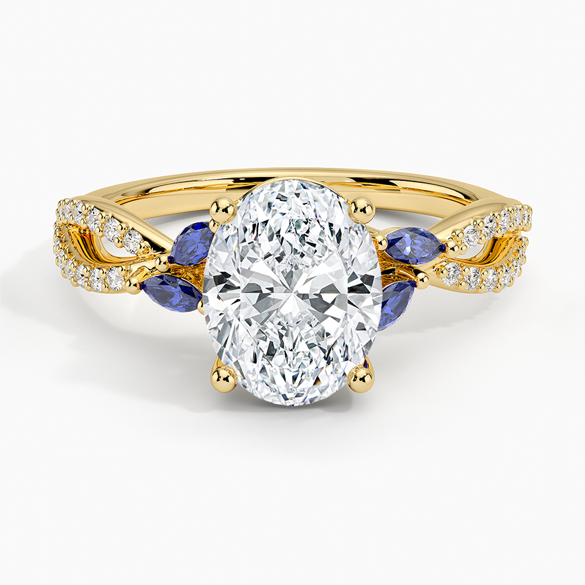 Luxe Willow Sapphire and Diamond Ring (1/8 ct. tw.) Yellow Gold 18k Oval Engagement Ring