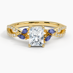 Luxe Willow Sapphire and Diamond Ring (1/8 ct. tw.) Yellow Gold 18k Radiant Engagement Ring