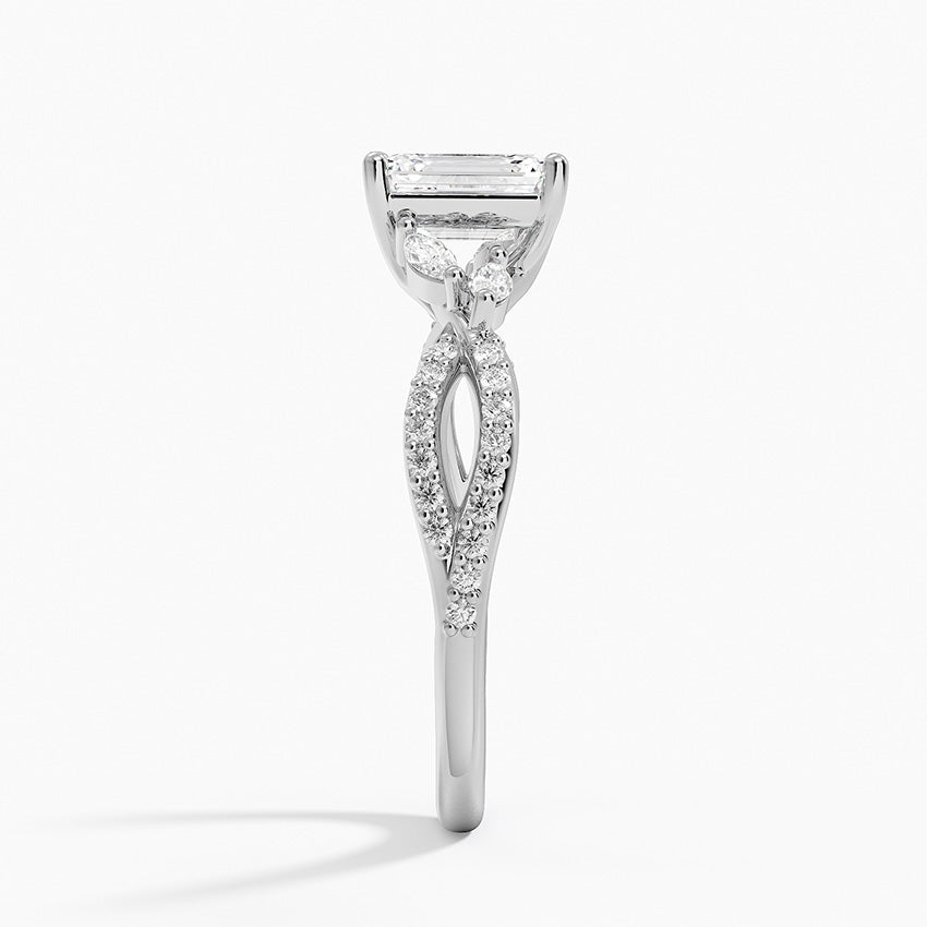 Luxe Willow Diamond Ring (1/4 ct. tw.) Platinum Emerald Engagement Ring