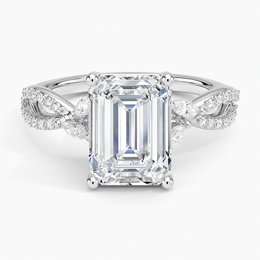 Luxe Willow Diamond Ring (1/4 ct. tw.) Platinum Emerald Engagement Ring