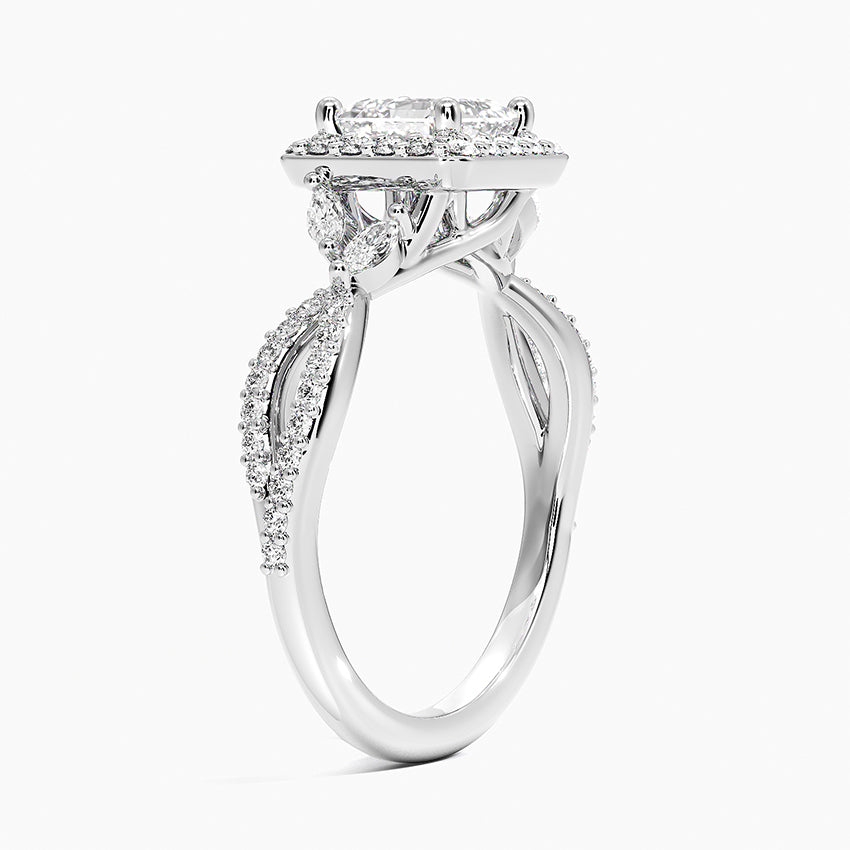 Luxe Willow Halo Diamond Ring (2/5 ct. tw.) Platinum Asscher Engagement Ring