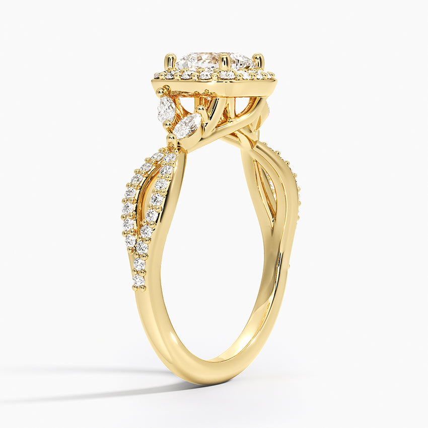 Luxe Willow Halo Diamond Ring (2/5 ct. tw.) Yellow Gold 18k Cushion Engagement Ring