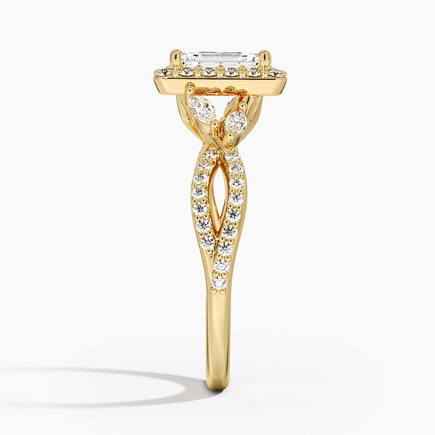Luxe Willow Halo Diamond Ring (2/5 ct. tw.) Yellow Gold 18k Emerald Engagement Ring