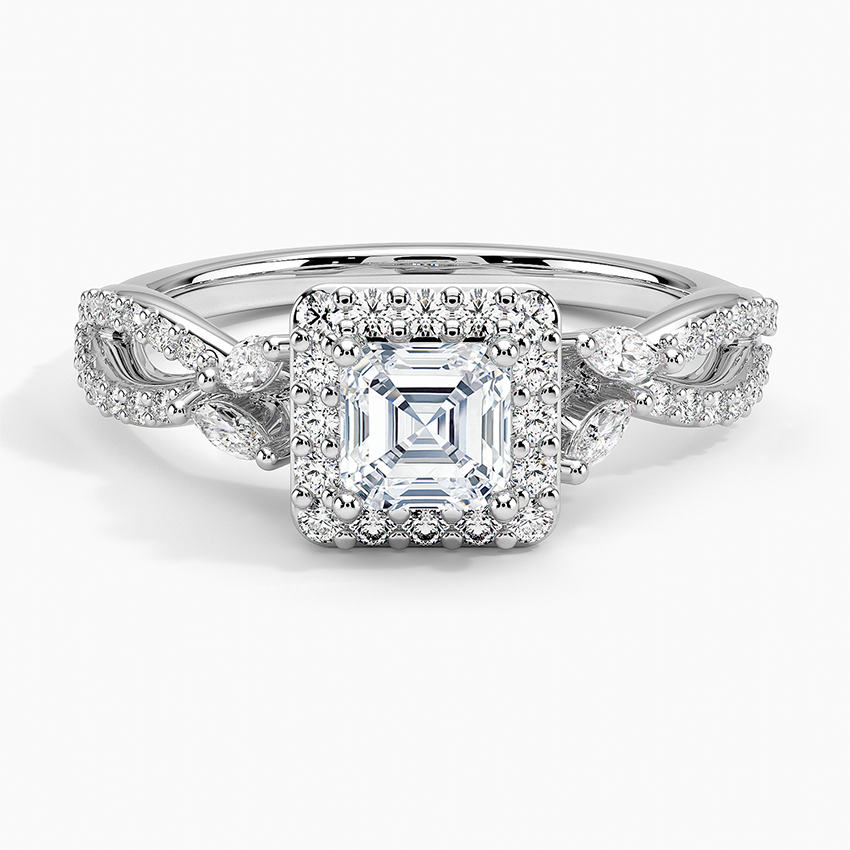 Luxe Willow Halo Diamond Ring (2/5 ct. tw.) Platinum Asscher Engagement Ring