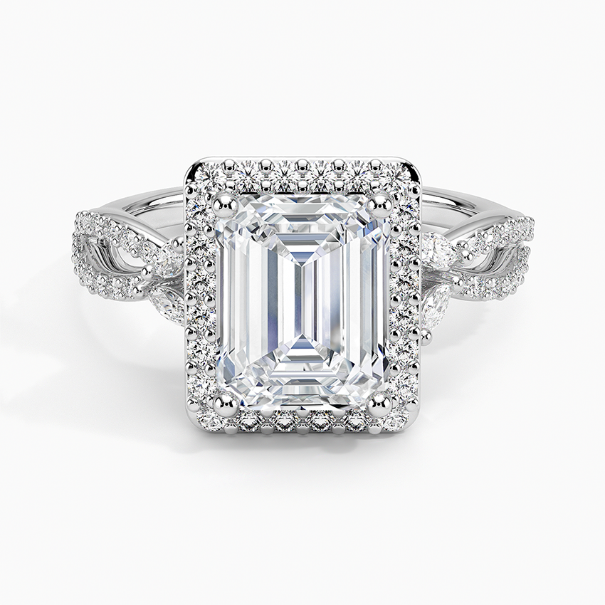Luxe Willow Halo Diamond Ring (2/5 ct. tw.) Platinum Emerald Engagement Ring