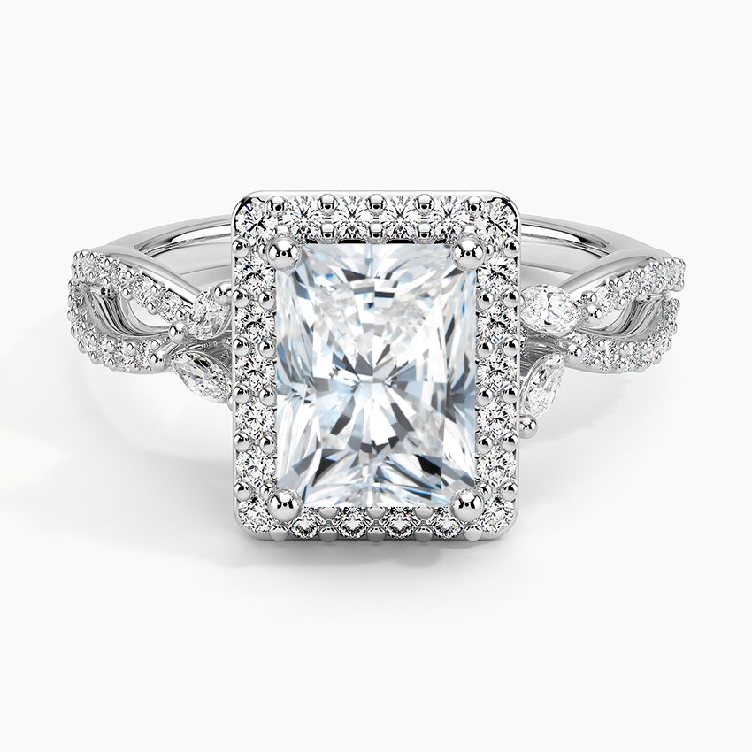 Luxe Willow Halo Diamond Ring (2/5 ct. tw.) Platinum Radiant Engagement Ring