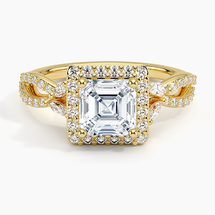 Luxe Willow Halo Diamond Ring (2/5 ct. tw.) Yellow Gold 18k Asscher Engagement Ring