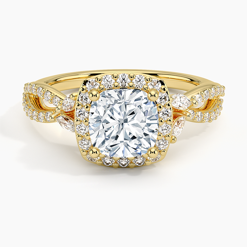 Luxe Willow Halo Diamond Ring (2/5 ct. tw.) Yellow Gold 18k Cushion Engagement Ring