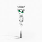 Willow Ring With Lab Emerald Accents Platinum Asscher Engagement Ring