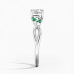 Willow Ring With Lab Emerald Accents Platinum Cushion Engagement Ring