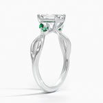 Willow Ring With Lab Emerald Accents Platinum Emerald Engagement Ring