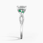 Willow Ring With Lab Emerald Accents Platinum Emerald Engagement Ring