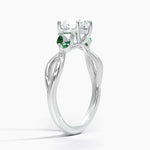 Willow Ring With Lab Emerald Accents Platinum Heart Engagement Ring