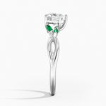 Willow Ring With Lab Emerald Accents Platinum Heart Engagement Ring