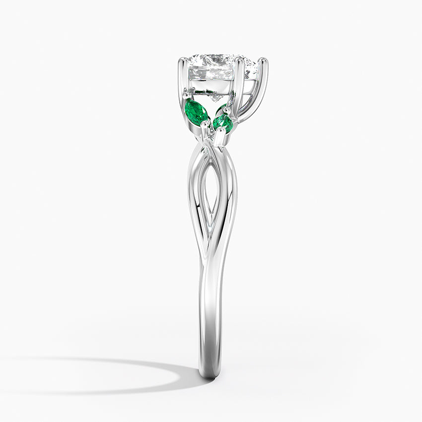 Willow Ring With Lab Emerald Accents Platinum Heart Engagement Ring