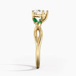 Willow Ring With Lab Emerald Accents Yellow Gold 18k Heart Engagement Ring