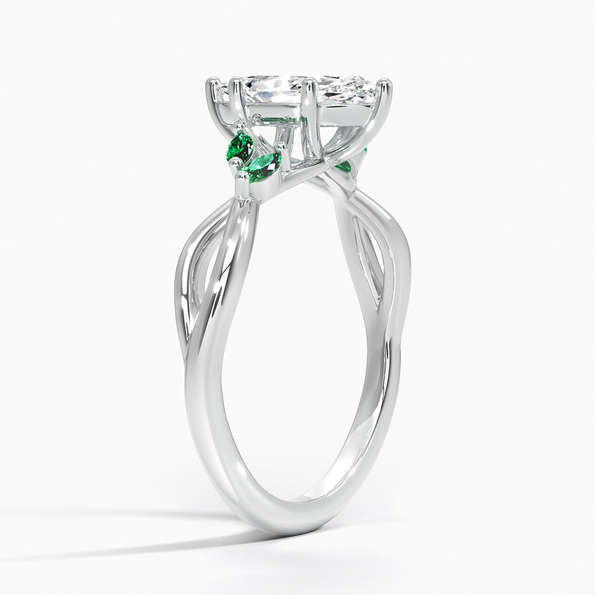 Willow Ring With Lab Emerald Accents Platinum Marquise Engagement Ring
