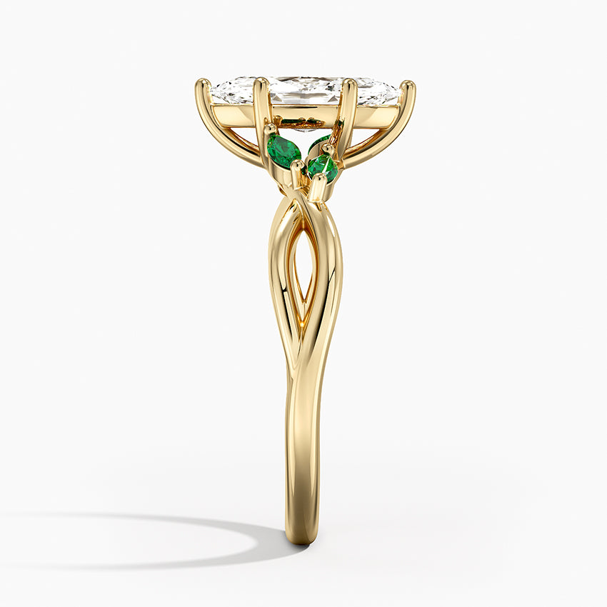 Willow Ring With Lab Emerald Accents Yellow Gold 18k Marquise Engagement Ring