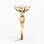 Willow Ring With Lab Emerald Accents Yellow Gold 18k Marquise Engagement Ring
