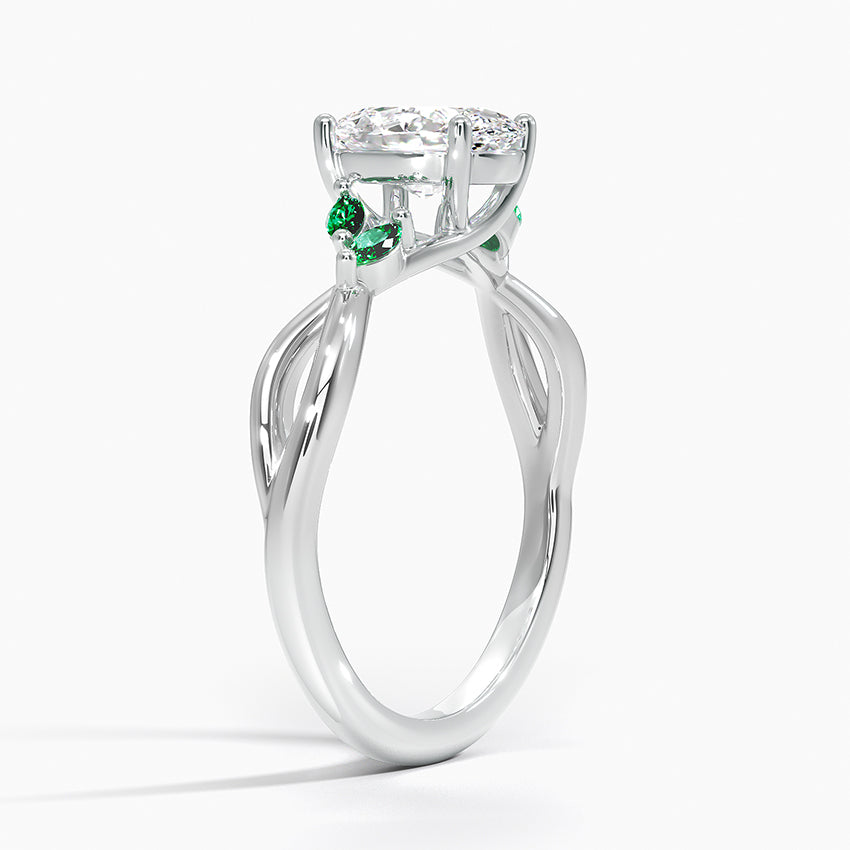 Willow Ring With Lab Emerald Accents Platinum Oval Engagement Ring