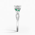 Willow Ring With Lab Emerald Accents Platinum Princess Engagement Ring