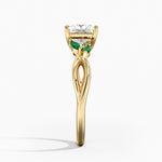 Willow Ring With Lab Emerald Accents Yellow Gold 18k Princess Engagement Ring