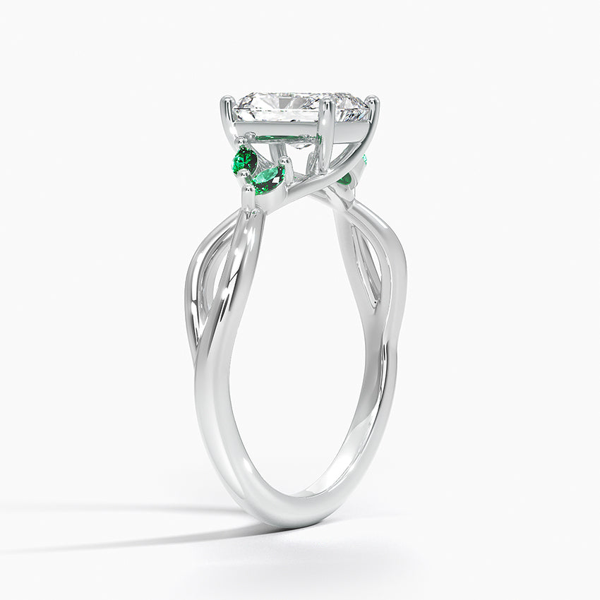 Willow Ring With Lab Emerald Accents Platinum Radiant Engagement Ring