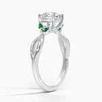 Willow Ring With Lab Emerald Accents Platinum Round Engagement Ring