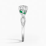 Willow Ring With Lab Emerald Accents Platinum Round Engagement Ring