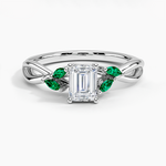 Willow Ring With Lab Emerald Accents Platinum Emerald Engagement Ring