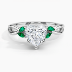 Willow Ring With Lab Emerald Accents Platinum Heart Engagement Ring