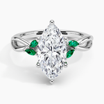 Willow Ring With Lab Emerald Accents Platinum Marquise Engagement Ring