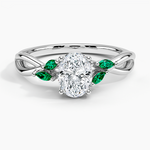 Willow Ring With Lab Emerald Accents Platinum Oval Engagement Ring