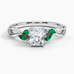Willow Ring With Lab Emerald Accents Platinum Radiant Engagement Ring