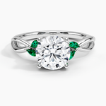 Willow Ring With Lab Emerald Accents Platinum Round Engagement Ring