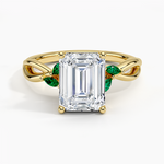 Willow Ring With Lab Emerald Accents Yellow Gold 18k Emerald Engagement Ring