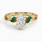 Willow Ring With Lab Emerald Accents Yellow Gold 18k Marquise Engagement Ring