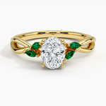 Willow Ring With Lab Emerald Accents Yellow Gold 18k Oval Engagement Ring