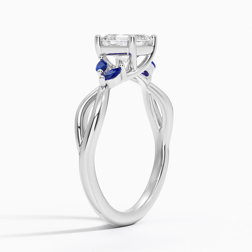 Willow Ring With Sapphire Accents Platinum Asscher Engagement Ring