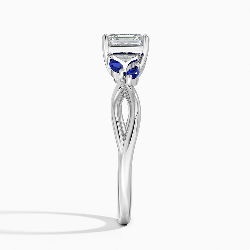 Willow Ring With Sapphire Accents Platinum Asscher Engagement Ring