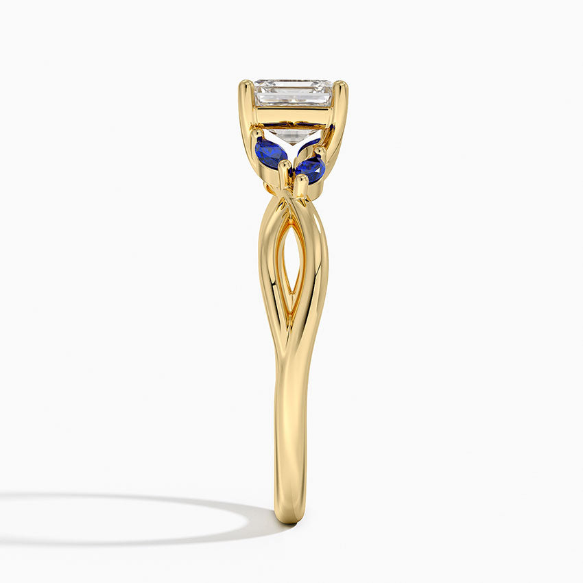Willow Ring With Sapphire Accents Yellow Gold 18k Asscher Engagement Ring