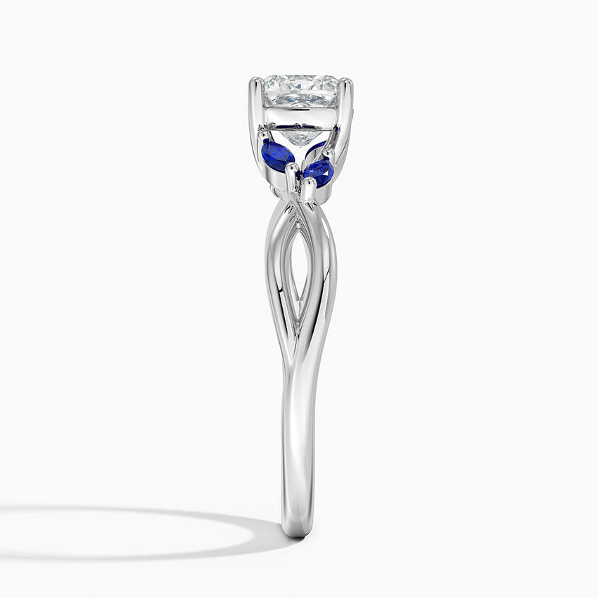 Willow Ring With Sapphire Accents Platinum Cushion Engagement Ring