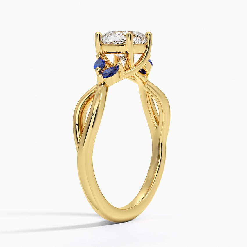 Willow Ring With Sapphire Accents Yellow Gold 18k Cushion Engagement Ring