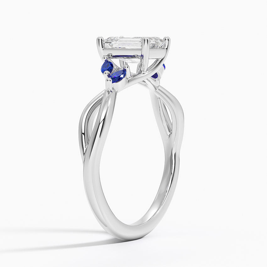 Willow Ring With Sapphire Accents Platinum Emerald Engagement Ring