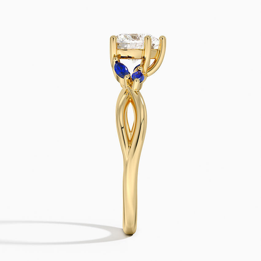 Willow Ring With Sapphire Accents Yellow Gold 18k Heart Engagement Ring