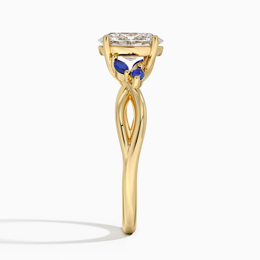 Willow Ring With Sapphire Accents Yellow Gold 18k Oval Engagement Ring