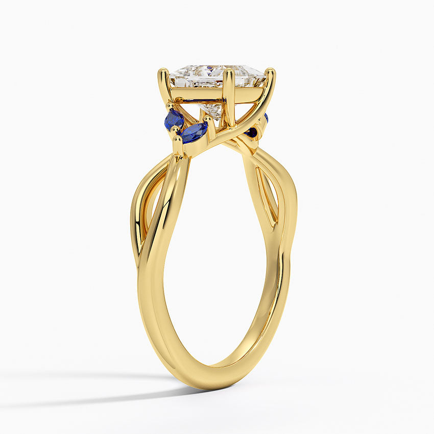 Willow Ring With Sapphire Accents Yellow Gold 18k Princess Engagement Ring