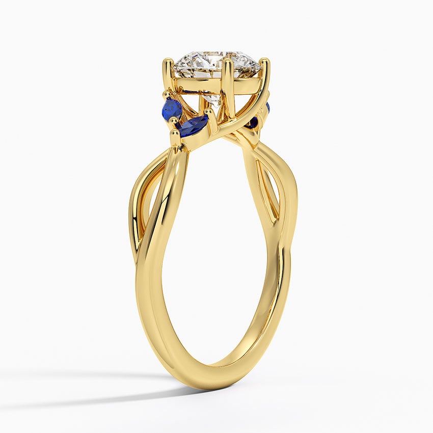 Willow Ring With Sapphire Accents Yellow Gold 18k Round Engagement Ring