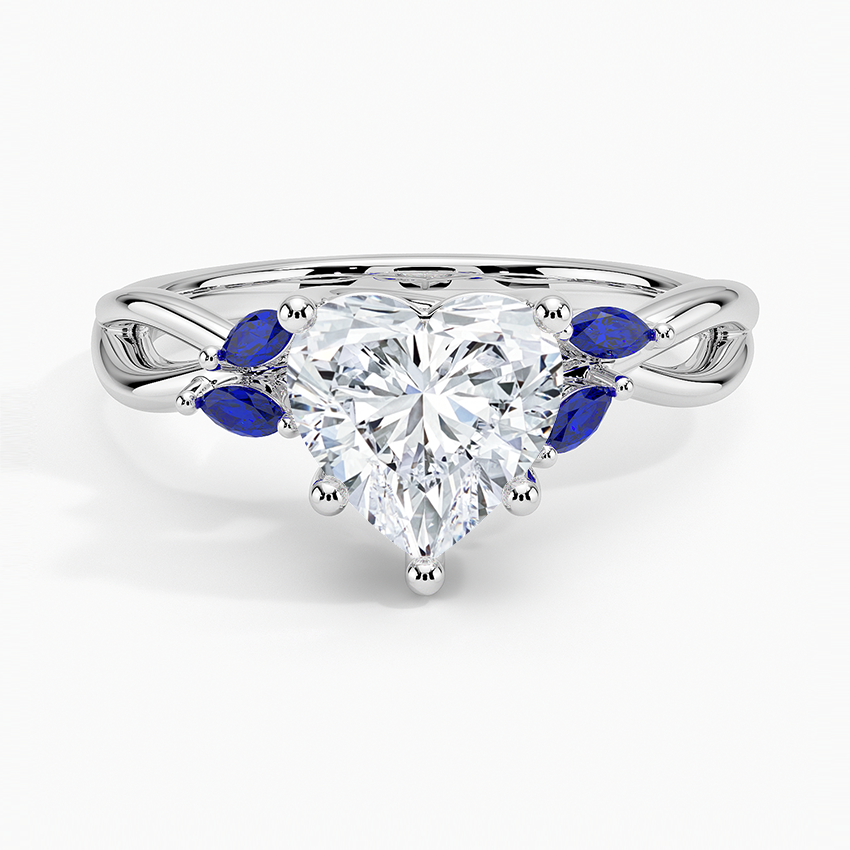Willow Ring With Sapphire Accents Platinum Heart Engagement Ring